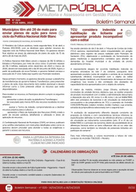 Imagem da notícia BOLETIM SEMANAL Nº 020